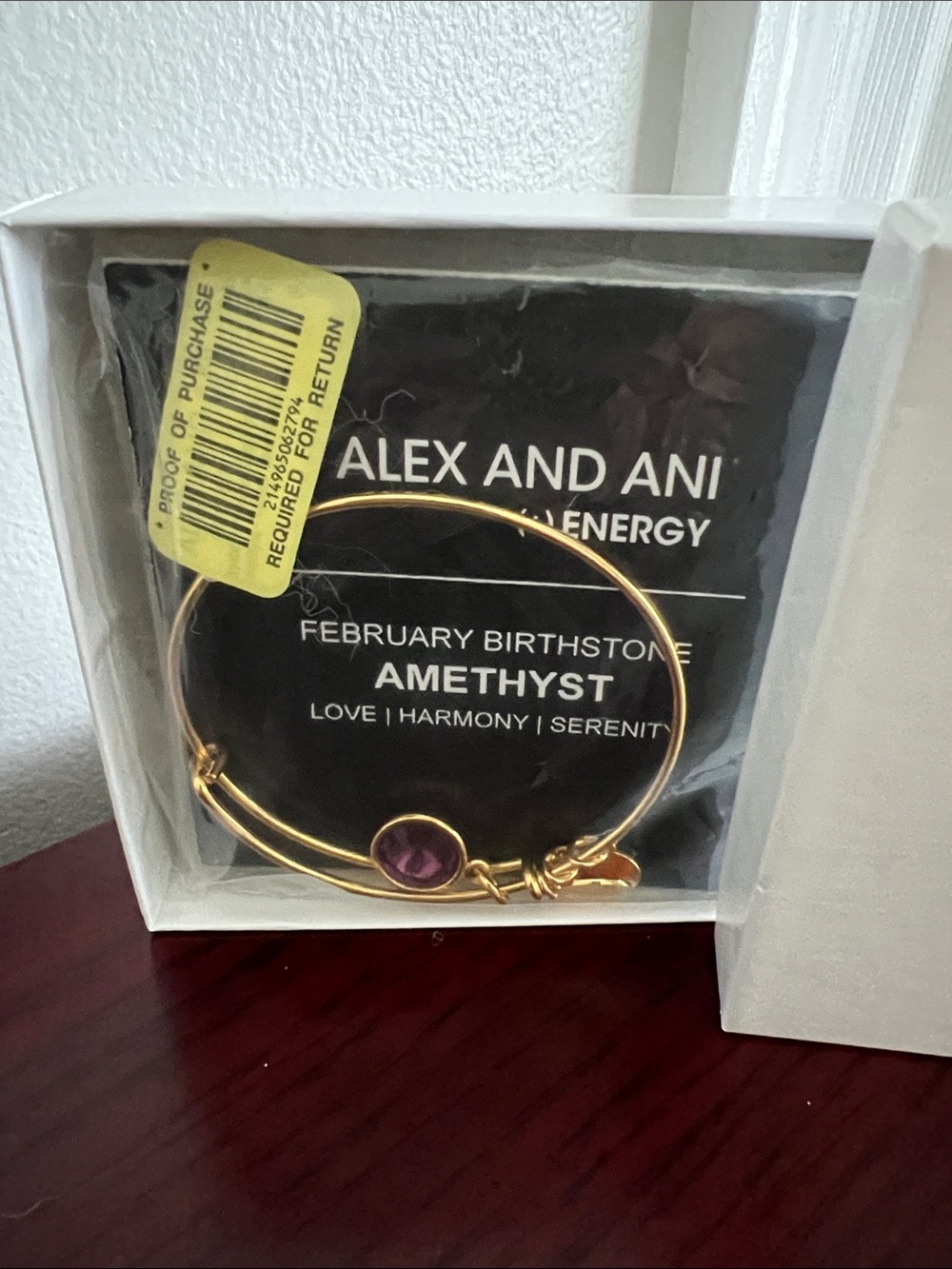 Alex and Ani Gold Bracelet with Amethyst Charm